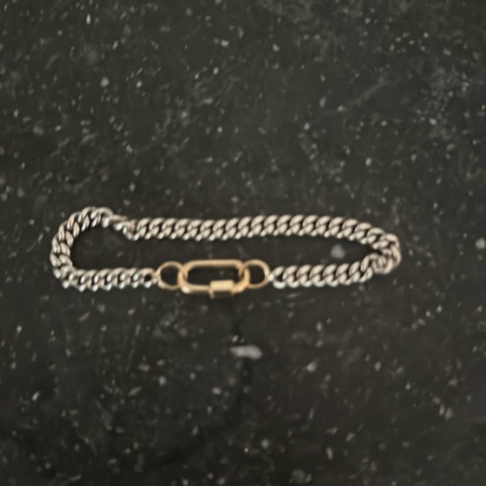 Marla Aaron heavy curb bracelet with gold baby lock
